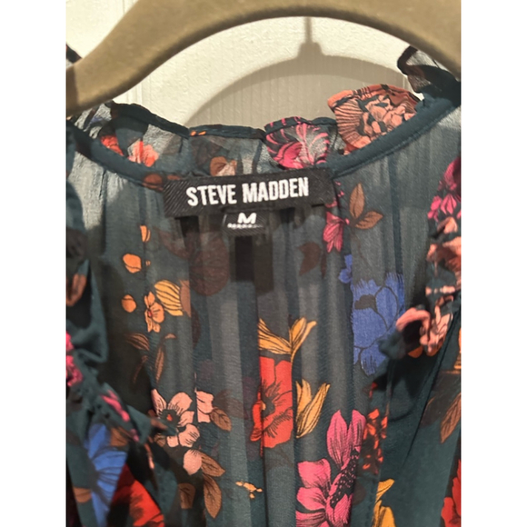 Women's Steve Madden Floral Print Dress Size M Green - Picture 2 of 4